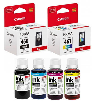 Набір картриджів Canon PG-460 XL, CL-461 XL +  Чорнило ColorWay CW-CW445/CW446SET01 (TS7440, TS5340)(3729C001), фото 1