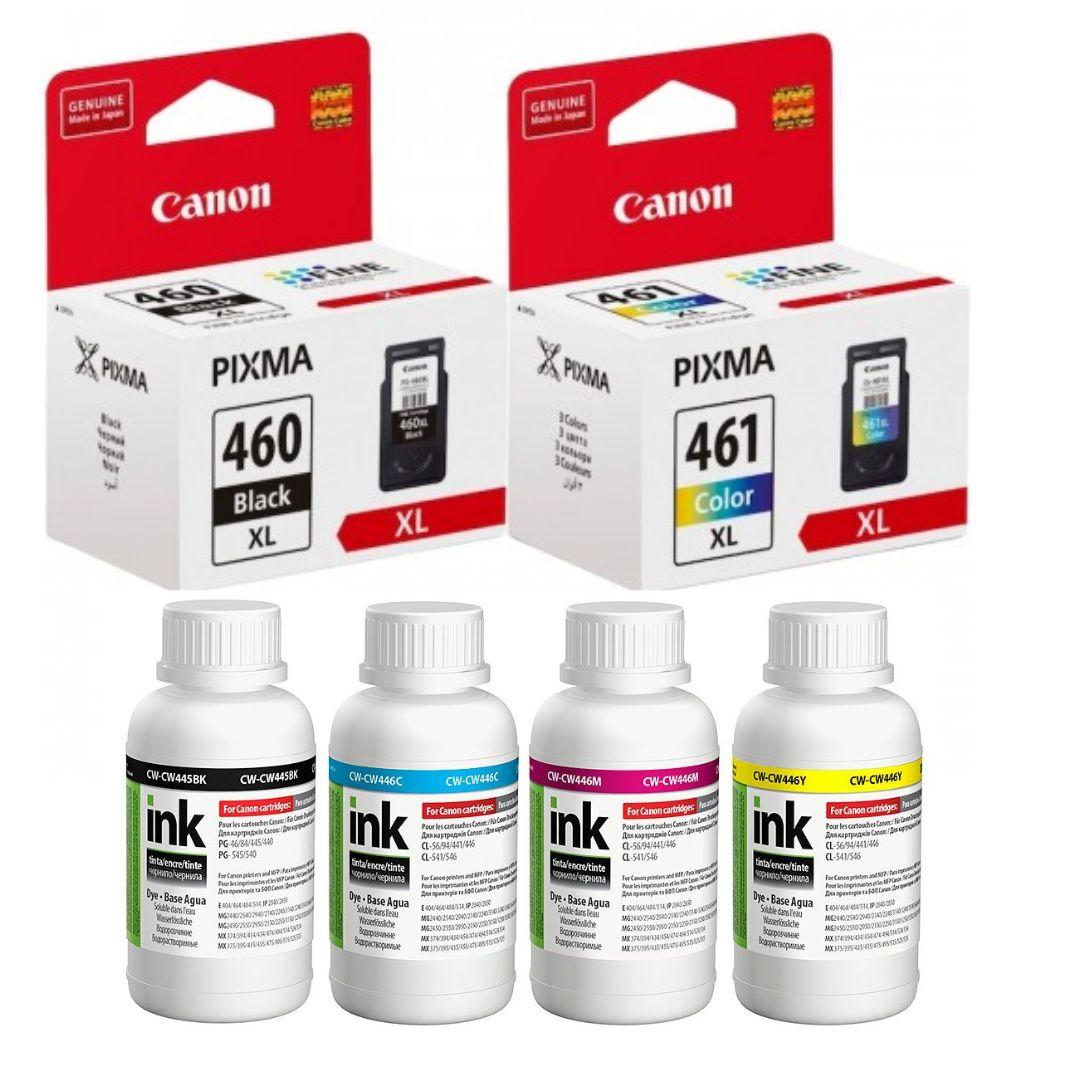 Набір картриджів Canon PG-460 XL, CL-461 XL +  Чорнило ColorWay CW-CW445/CW446SET02 (TS7440, TS5340)(3729C001)