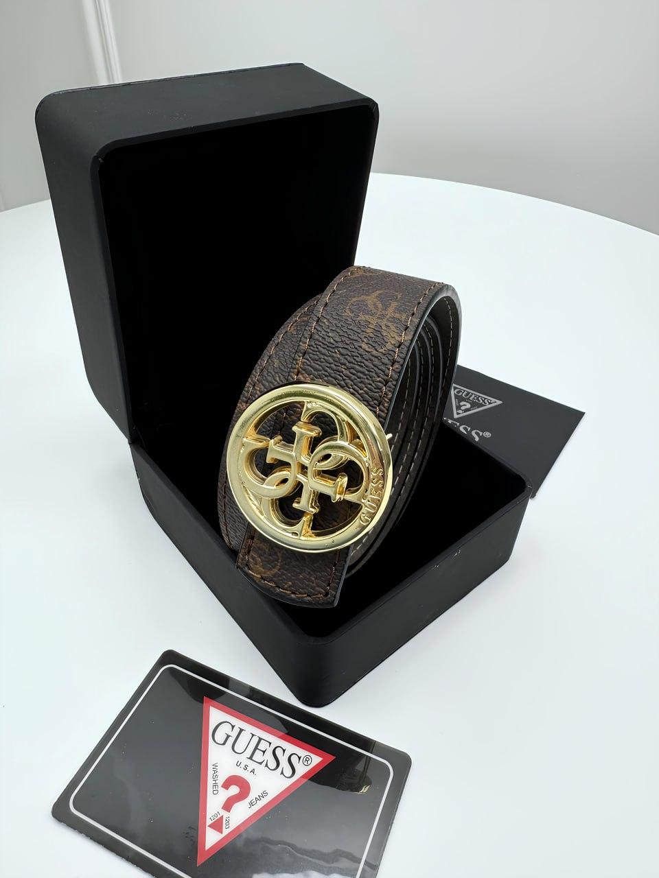 Жіночий ремінь- пояс Guess Гесс коричневий золото, фото 1