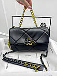 Сумка жіноча клатч Chanel 19 через плече чорний срібло-золото Шанель, фото 5