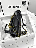 Сумка жіноча клатч Chanel 19 через плече чорний срібло-золото Шанель, фото 4