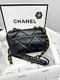Сумка жіноча клатч Chanel 19 через плече чорний срібло-золото Шанель, фото 7