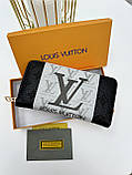 Чоловічий гаманець Louis Vuitton чорний стьобаний Луї Вітон гаманець унісекс, фото 2