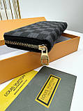 Чоловічий гаманець Louis Vuitton сірий шаховий Луї Вітон гаманець унісекс, фото 3