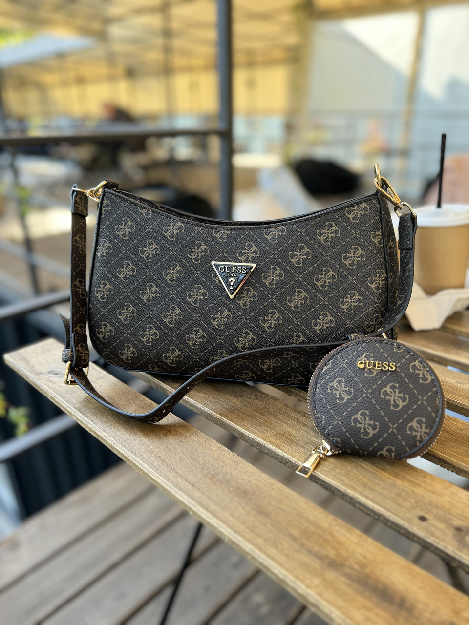 Сумка жіноча Guess Noelle 2в1 коричневий Гес, фото 1