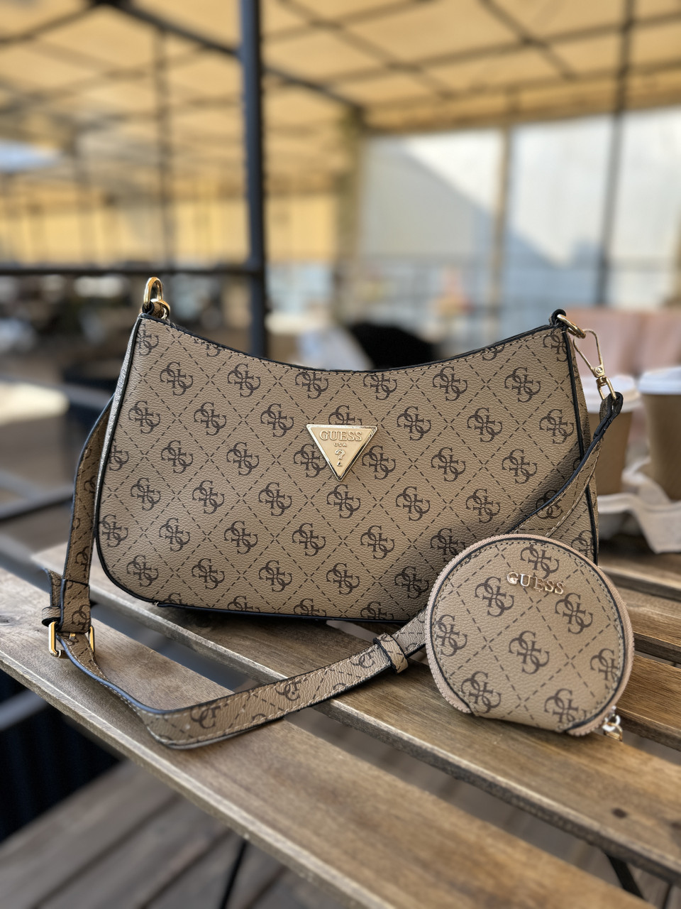 Сумка жіноча Guess Noelle 2в1 бежевий Гес, фото 1