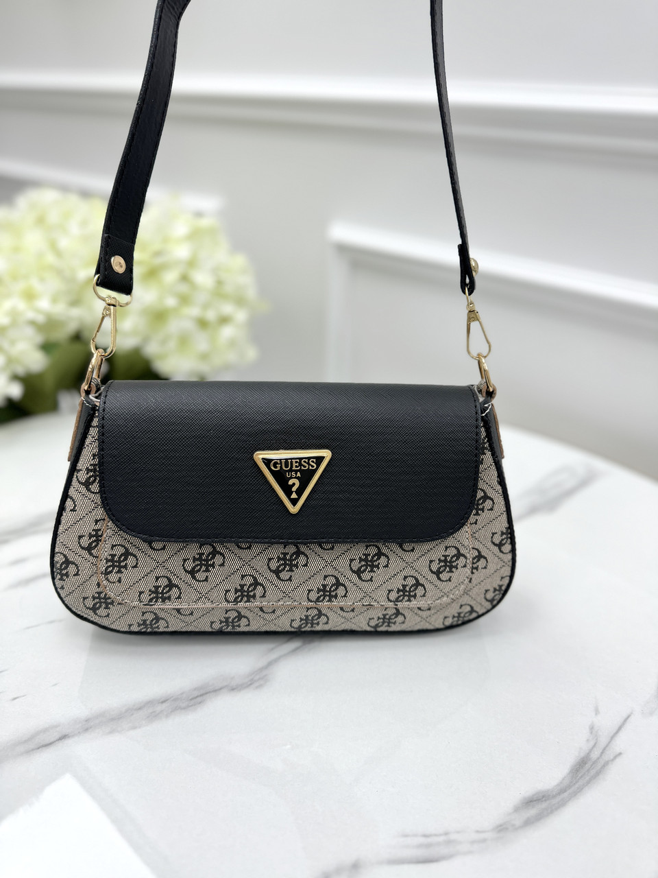 Сумка жіноча Guess багет сірий теплий міні на плече Гесс, фото 1