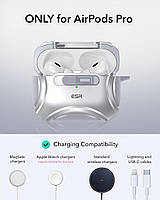 Протиударний чохол з карабіном ESR Cyber Tough FlickLock (HaloLock) для AirPods Pro 2, Silver Grey, фото 3