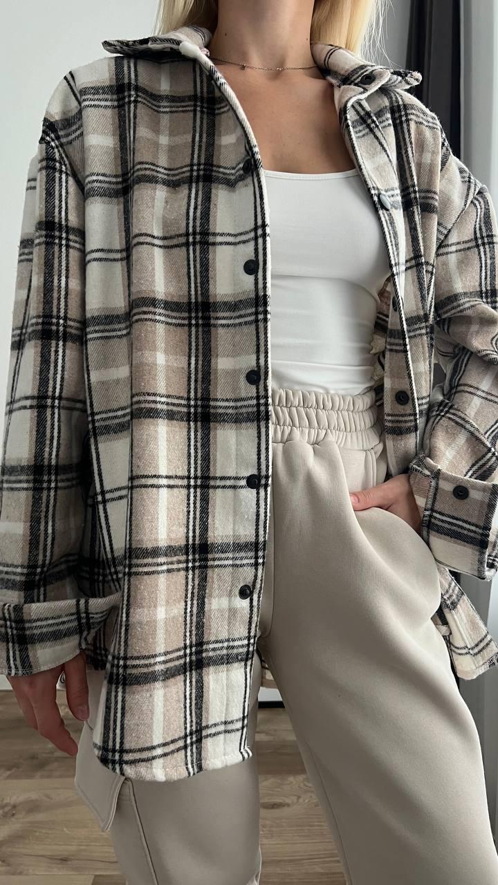 Жіноча картата сорочка з кашеміру вільного фасону (р. 42-46) 6131081, фото 1