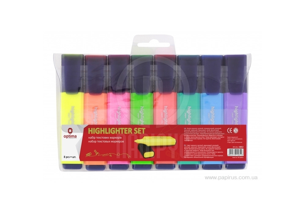 Набір 8 текстових маркерів OPTIMA в блістері, фото 1