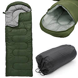Спальний мішок демісезонний, (200х60см) Хакі / Спальник-ковдра / Спальний мішок з капюшоном для ЗСУ