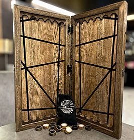 Нарди ручної роботи з натурального дерева та епоксидної смоли 60*60 см