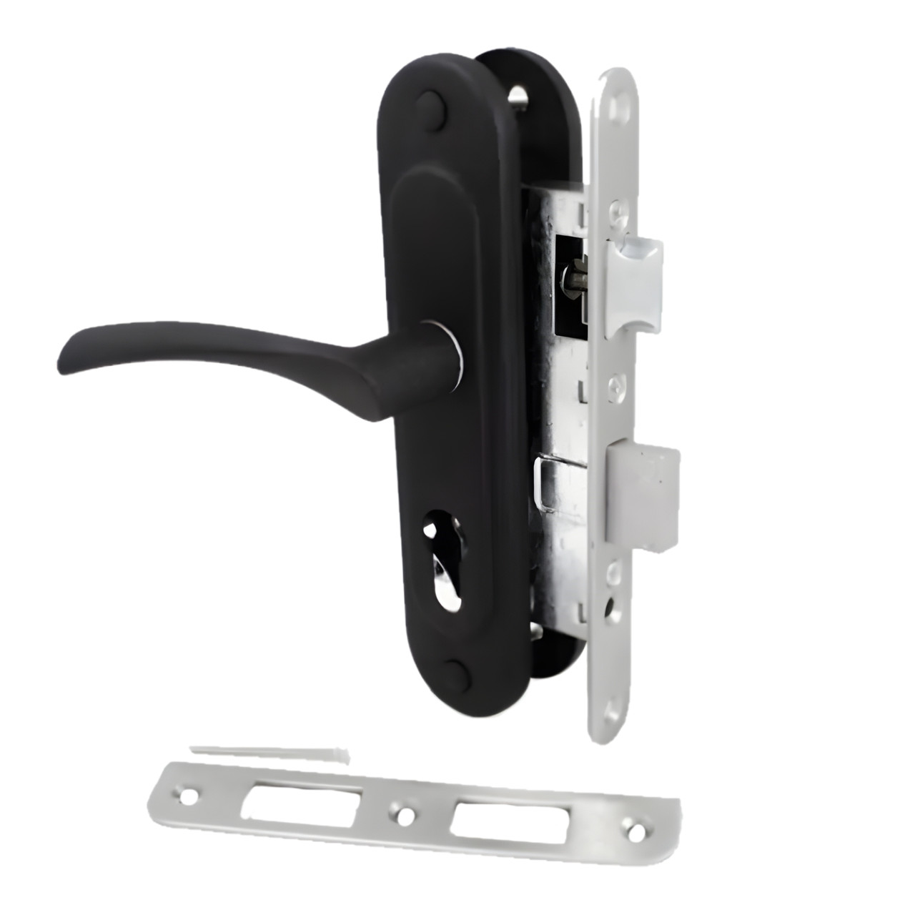 Замок врізний Арико ЗВ4-У чорний (з ручка, б/ц.) (Україна), фото 1