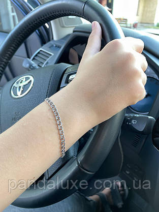 Браслет срібний на руку Бісмарк плоский з чорнінням, ширина 4 мм, фото 4