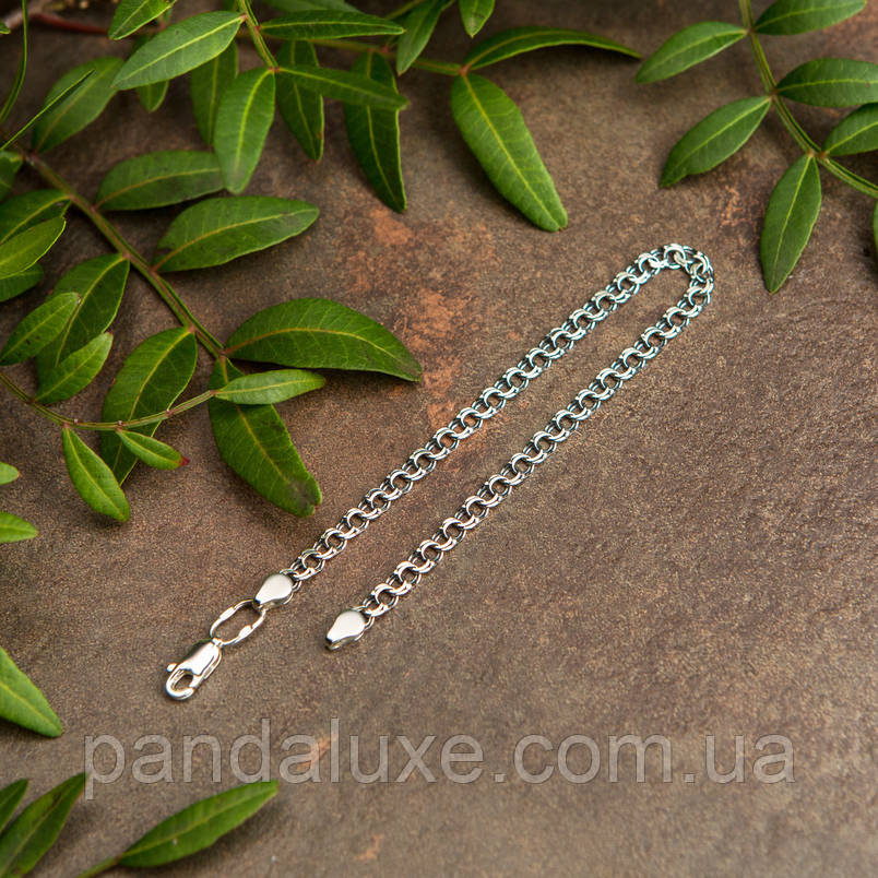 Браслет срібний на руку Бісмарк плоский з чорнінням, ширина 4 мм, фото 2