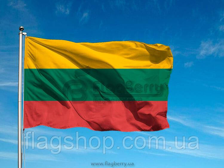Прапор Литви, 60х90 см, штучний шовк, односторонній друк, кишеня під древко