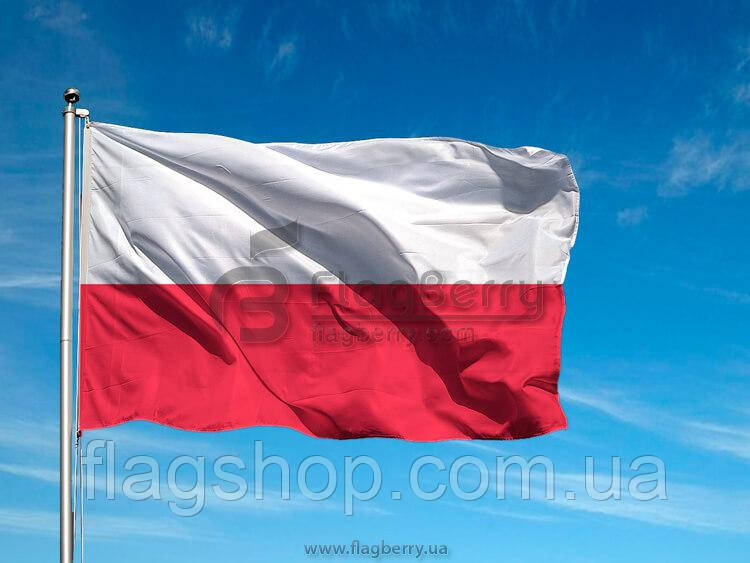 Прапор Польщі, 60х90 см, штучний шовк, односторонній друк, кишеня під древко