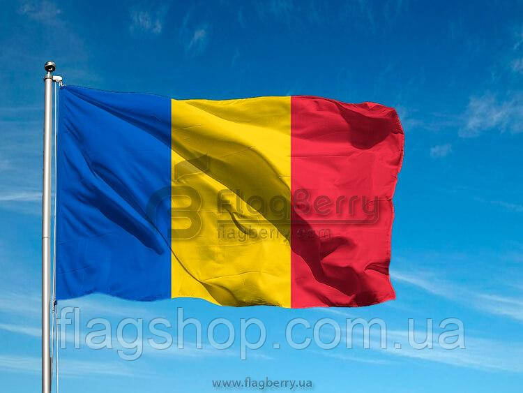 Прапор Румунії, 60х90 см, штучний шовк, односторонній друк, кишеня під древко