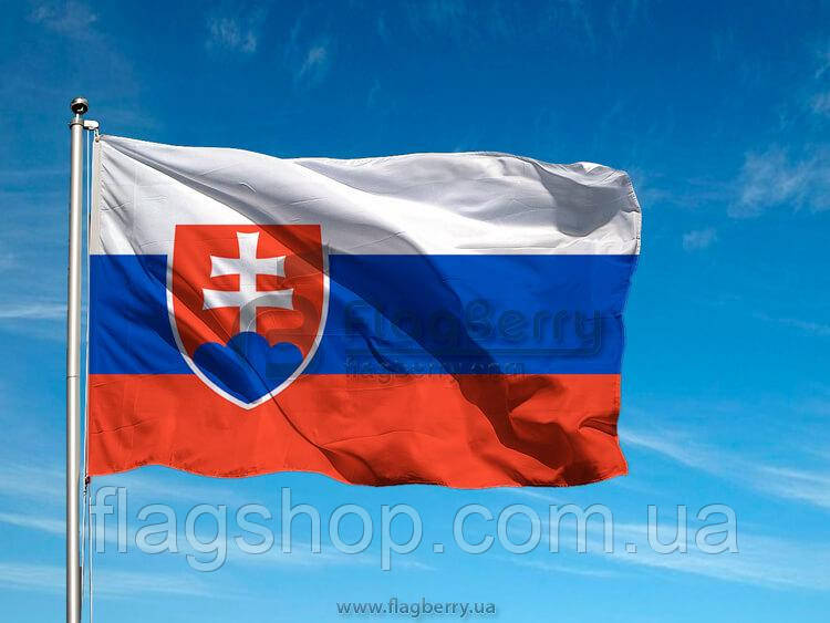 Прапор Словаччини, 60х90 см, штучний шовк, односторонній друк, кишеня під древко