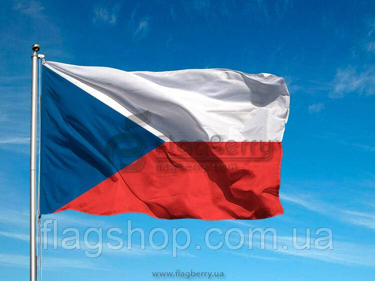 Прапор Чехії, 60х90 см, штучний шовк, односторонній друк, кишеня під древко