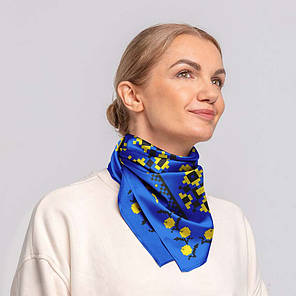 Хустка на голову і шию «Гімн з вишиванкою. Синя. Hymn with embroidery. Blue», фото 3