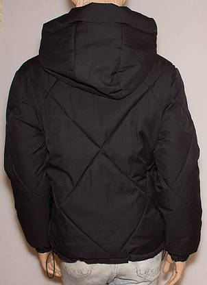 Чорна коротка двостороння зимова куртка M,L,XL, фото 3