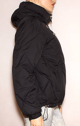 Чорна коротка двостороння зимова куртка M,L,XL, фото 4