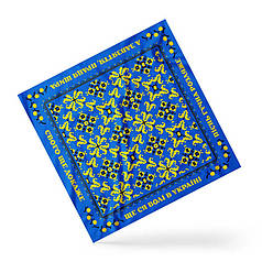 Хустка на голову і шию «Гімн з вишиванкою. Синя. Hymn with embroidery. Blue»