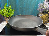 Сковорода чавунна Преміум класу, з дерев'яною ручкою, d=240 мм, h=40 мм, фото 5