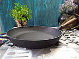 Сковорода чавунна Преміум класу, з дерев'яною ручкою, d=260мм, h=40мм, фото 3