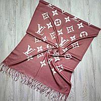 Теплий зимовий палантин Louis Vuitton. Натуральний турецький кашеміровий шарф Луі Вітон Коричневий