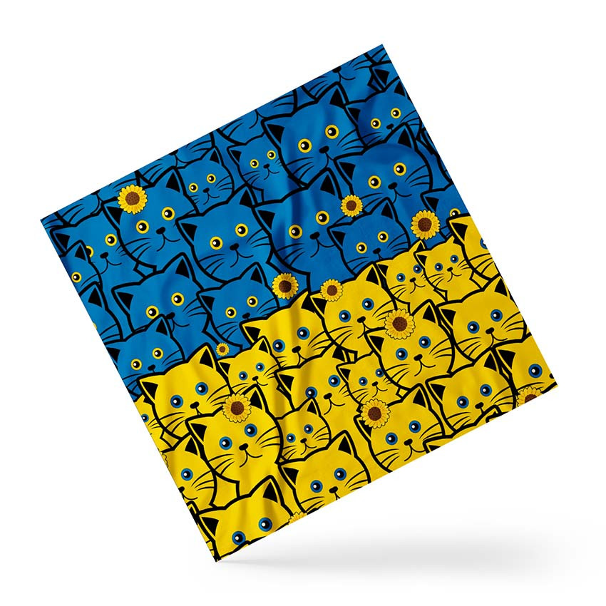 Хустка на голову і шию «Жовто-блакитні кошенята. Yellow and blue kittens»