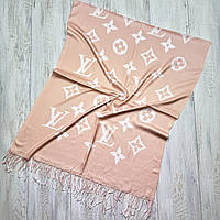 Теплий зимовий палантин Louis Vuitton. Натуральний турецький кашеміровий шарф Луі Вітон Персиковий