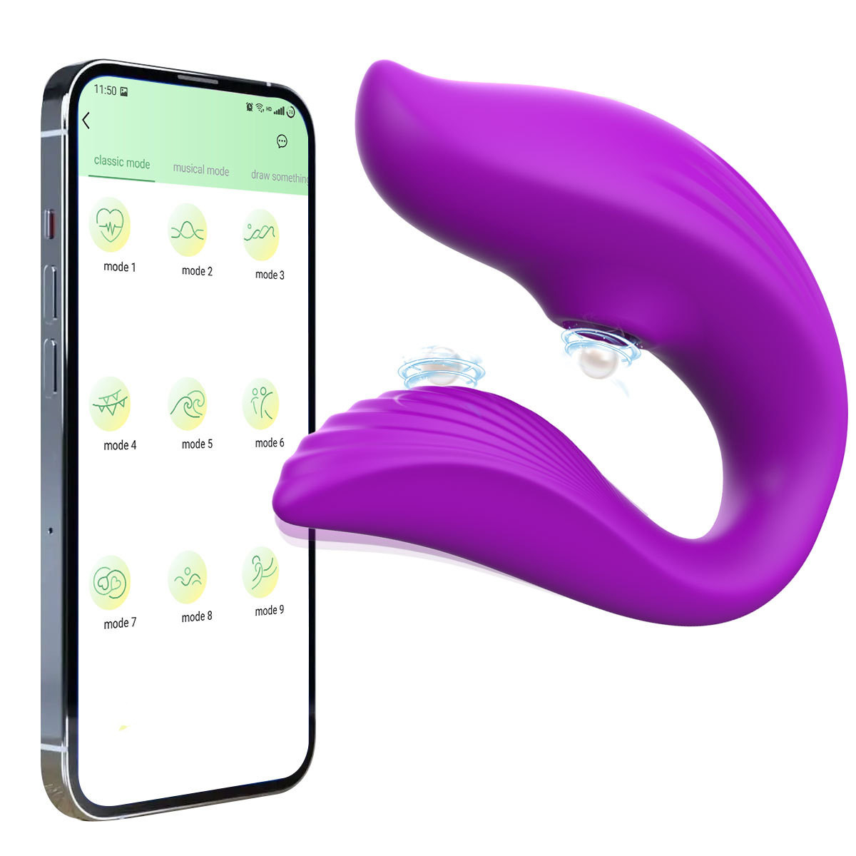 Вібратор для пари АРР смарт U-подібної форми вакуумний стимулятор Wo-sex U1022, фото 1