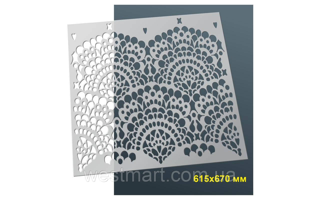 Трафарет №31 багаторазовий 61,5x67 см Мереживо товщина 0,5 мм, фото 1