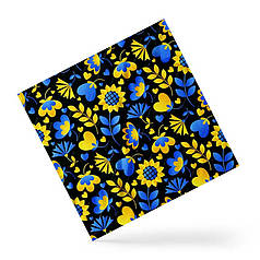 Хустка на голову і шию «Квітковий жовто-синій патерн. Floral yellow-blue pattern»