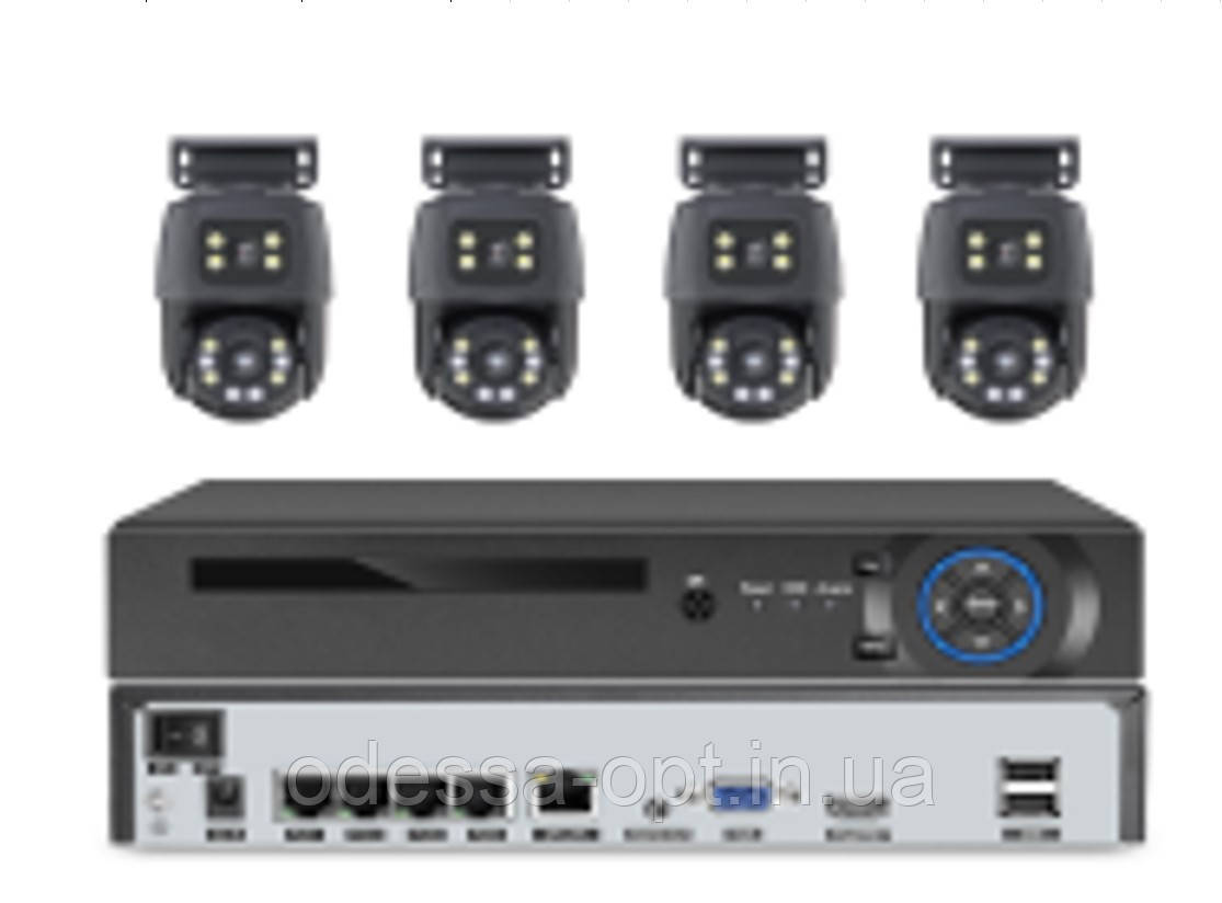 Комплект відеореєстратор + 4 поворотні IP камери
