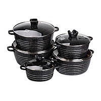 Набір із 5 господарських каструль, 2,5-9 літрів, товсте дно, алюміній MGC HP-4-411B