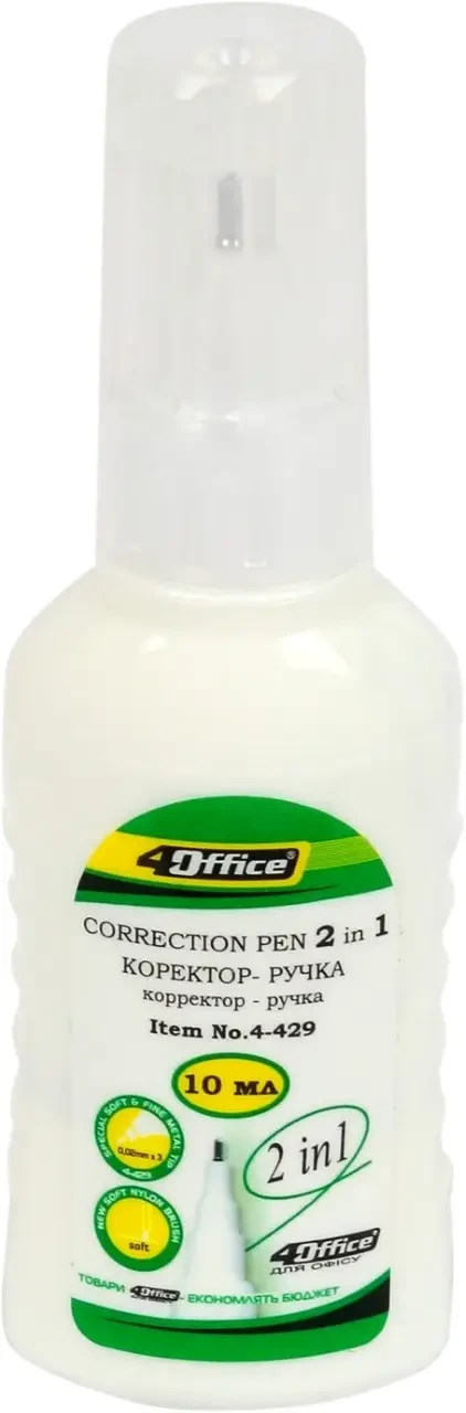 Коректор пенз.+ручка "4Office" 10мл 2в1 №4-429