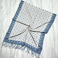 Теплий кашеміровий палантин Louis Vuitton. Натуральний турецький зимовий шарф Луі Вітон Бежево-синій