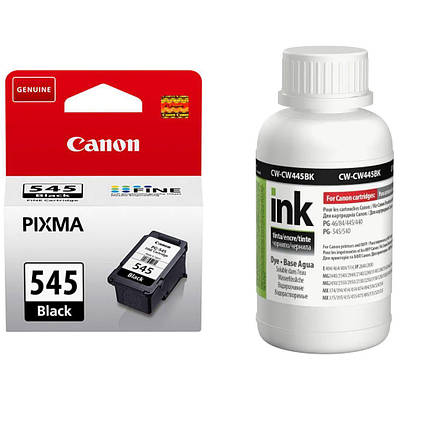 Картридж Canon PG-545 Black (8287B001)+ Чорнило ColorWay CW-CW445BK02 200мл, фото 1