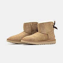 Зимові Жіночі Черевики UGG Classic Mini Bailey Bow Light Brown / УГГ Класік Міні Бейлі Боу Світло Чорні, фото 4