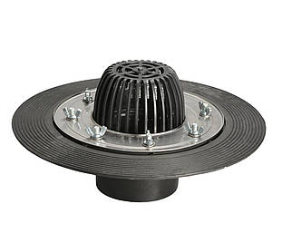 Воронка для плоскої покрівлі DN75,100мм з листоуловлювачем, з притискним фланцем з нерж.сталі