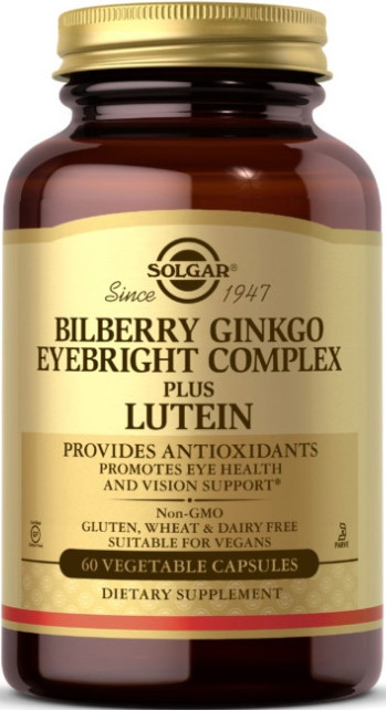 Вітаміни для очей Solgar Bilberry Ginkgo Eyebright Complex plus Lutein 60 капс