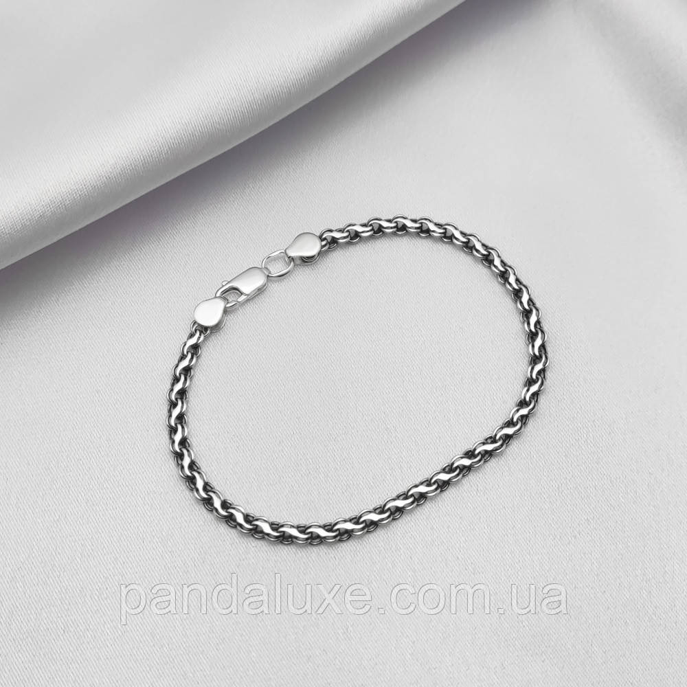 Браслет срібний з чорнінням Струмок, ширина 4 мм