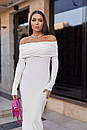Вечірнє плаття міді з відкритими плечима та довгим рукавом (р. 42-48) 63py5861, фото 2