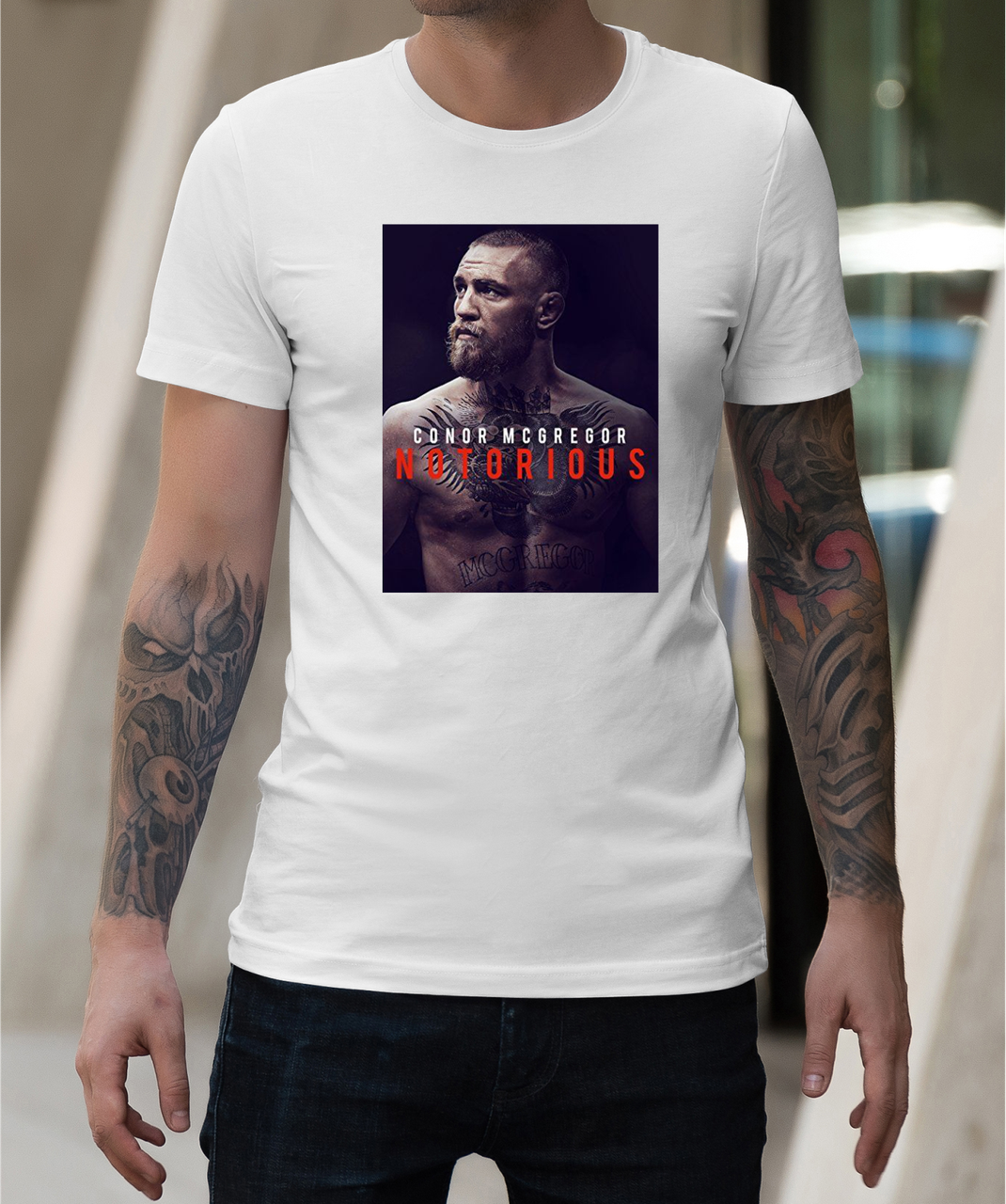 Чоловічі футболки юфс,одяг з боксерською тематикою постер з Конором Макгрегором,одяг для боксу розмір S, фото 1