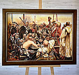 Картина з бурштину"Запорожці пишуть листа турецькому султану" 60*80 см, фото 4