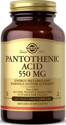 Пантотенова кислота Solgar Pantothenic Acid 550 мг 100 капс, фото 1