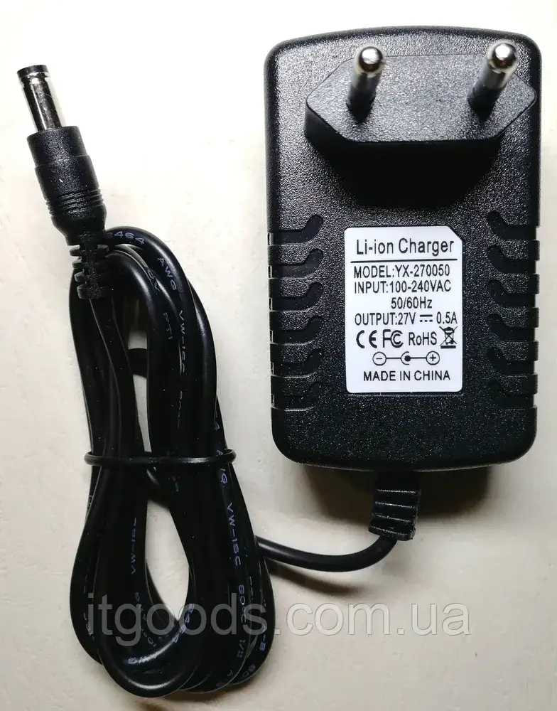 Зарядний пристрій 27V 0.5A для вертикального пилососа Kitfort, Hyundai, Gorenje, Swiss, SUPRA, Pioneer